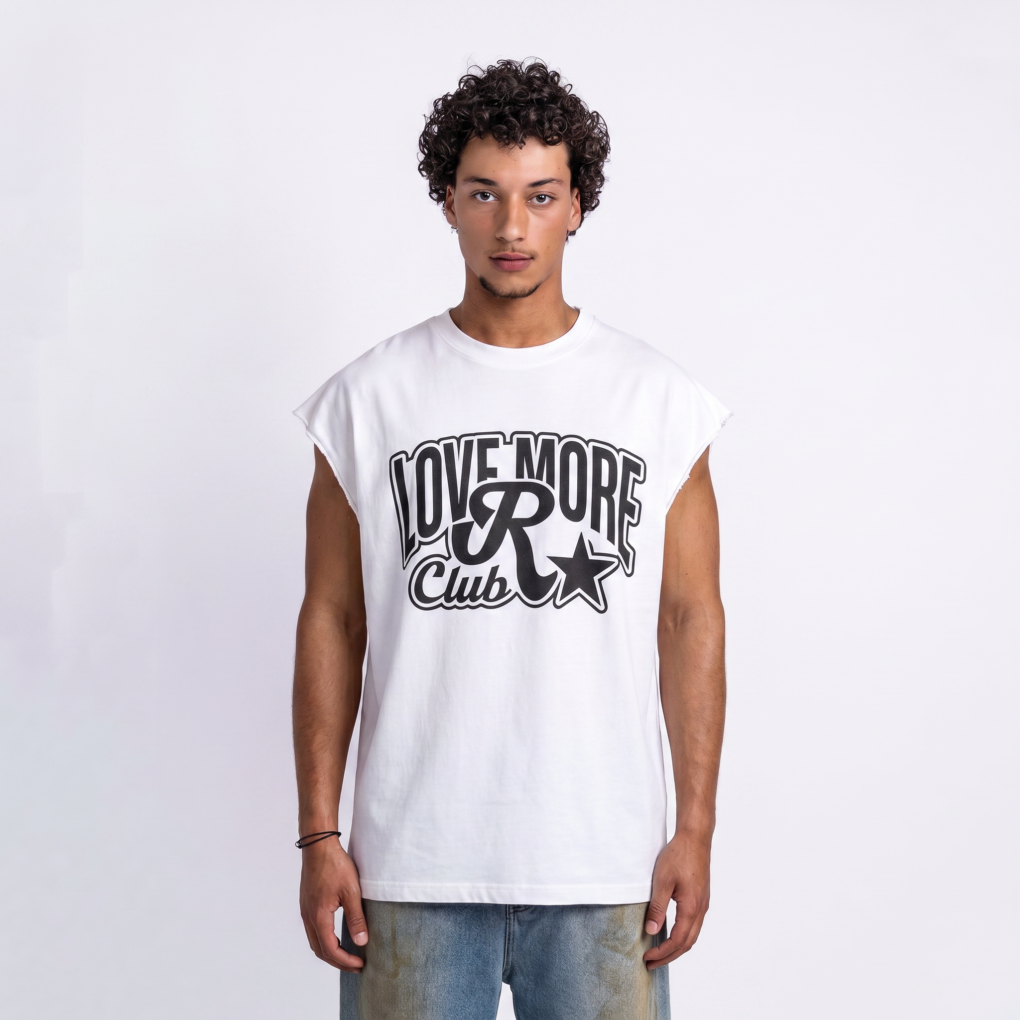 Love More Club Sleeveless Tee White