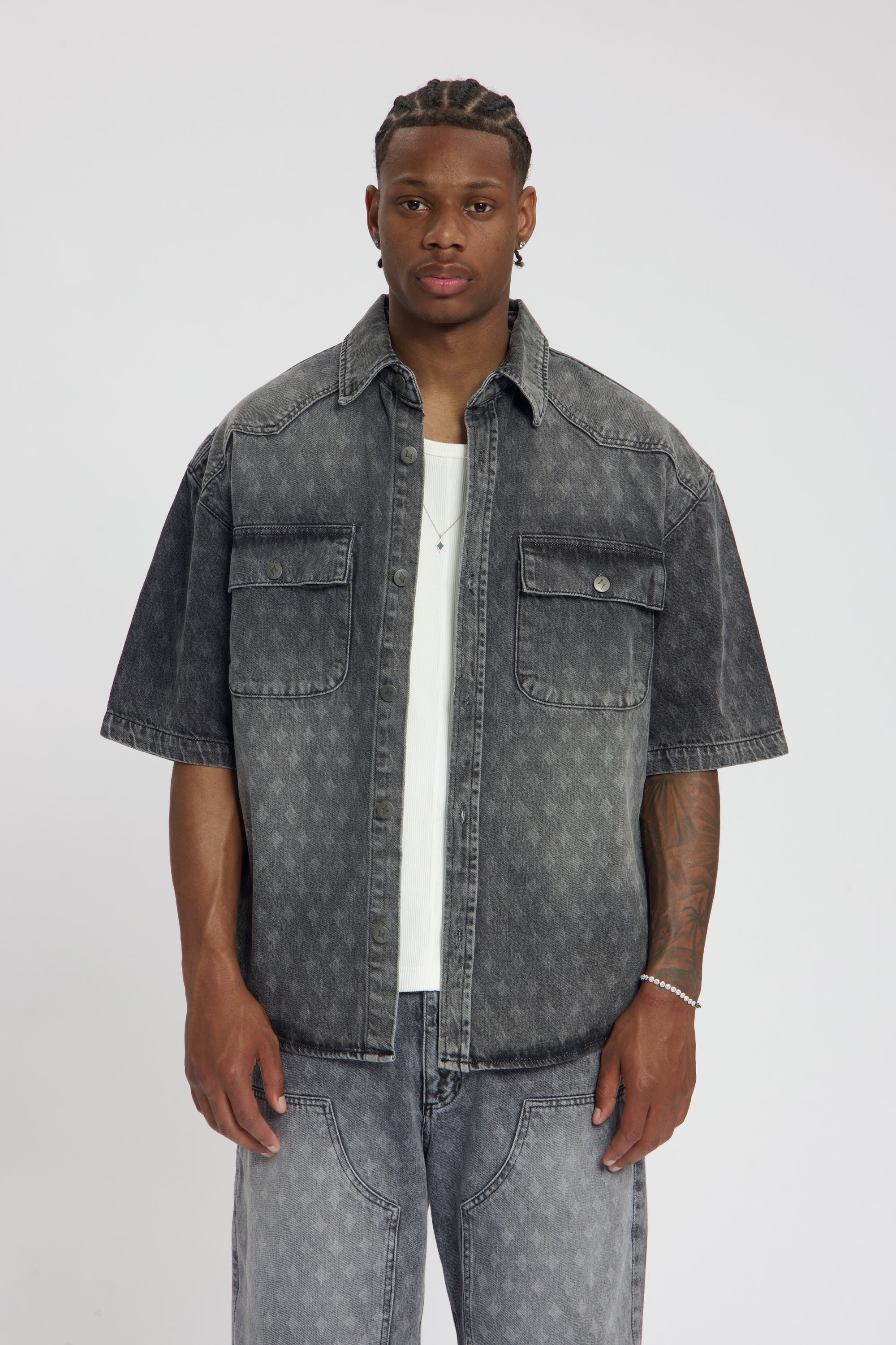 Nomogram Shirt Denim Washed Grey