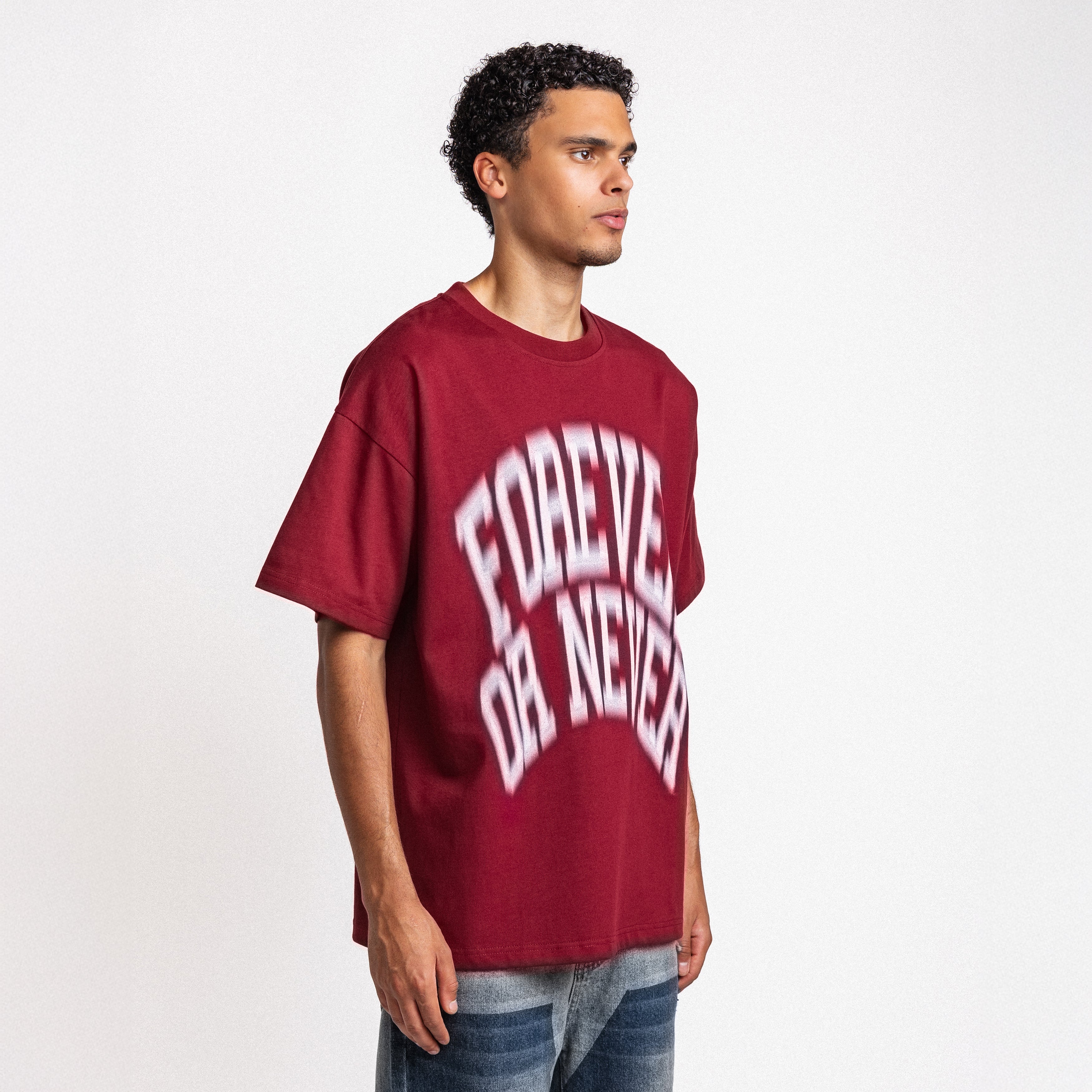 Blurry Forever Or Never Tee Burgundy - White