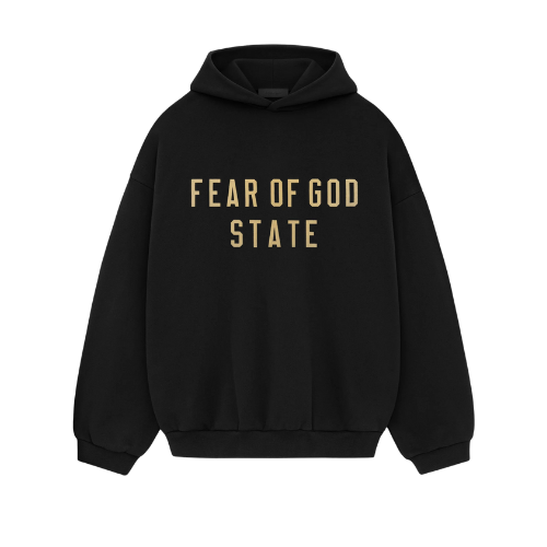 Fear of God Essentials FW24 Black Yellow State Hoodie