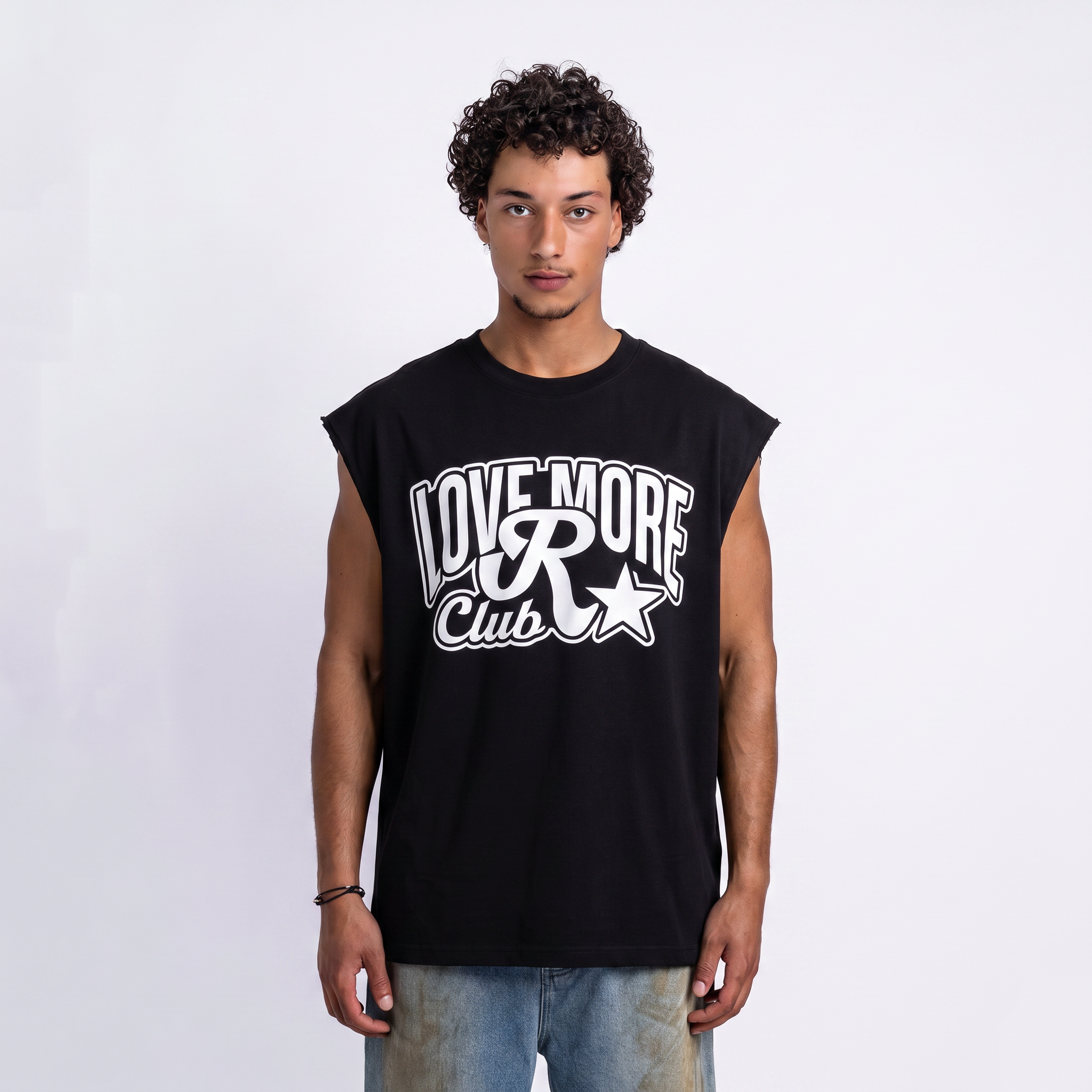 Love More Club Sleeveless Tee Black