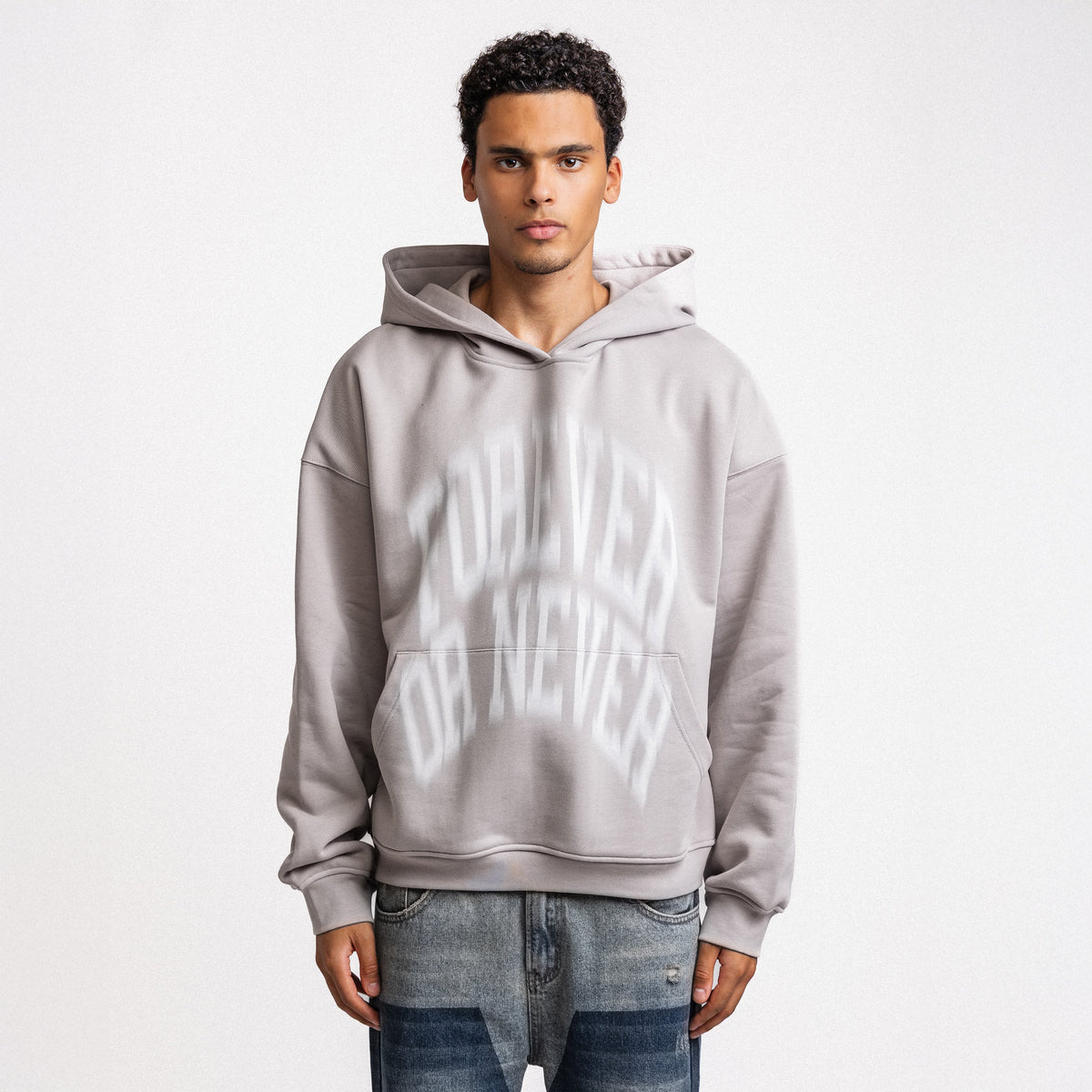 Blurry Forever Or Never Hoodie Grey