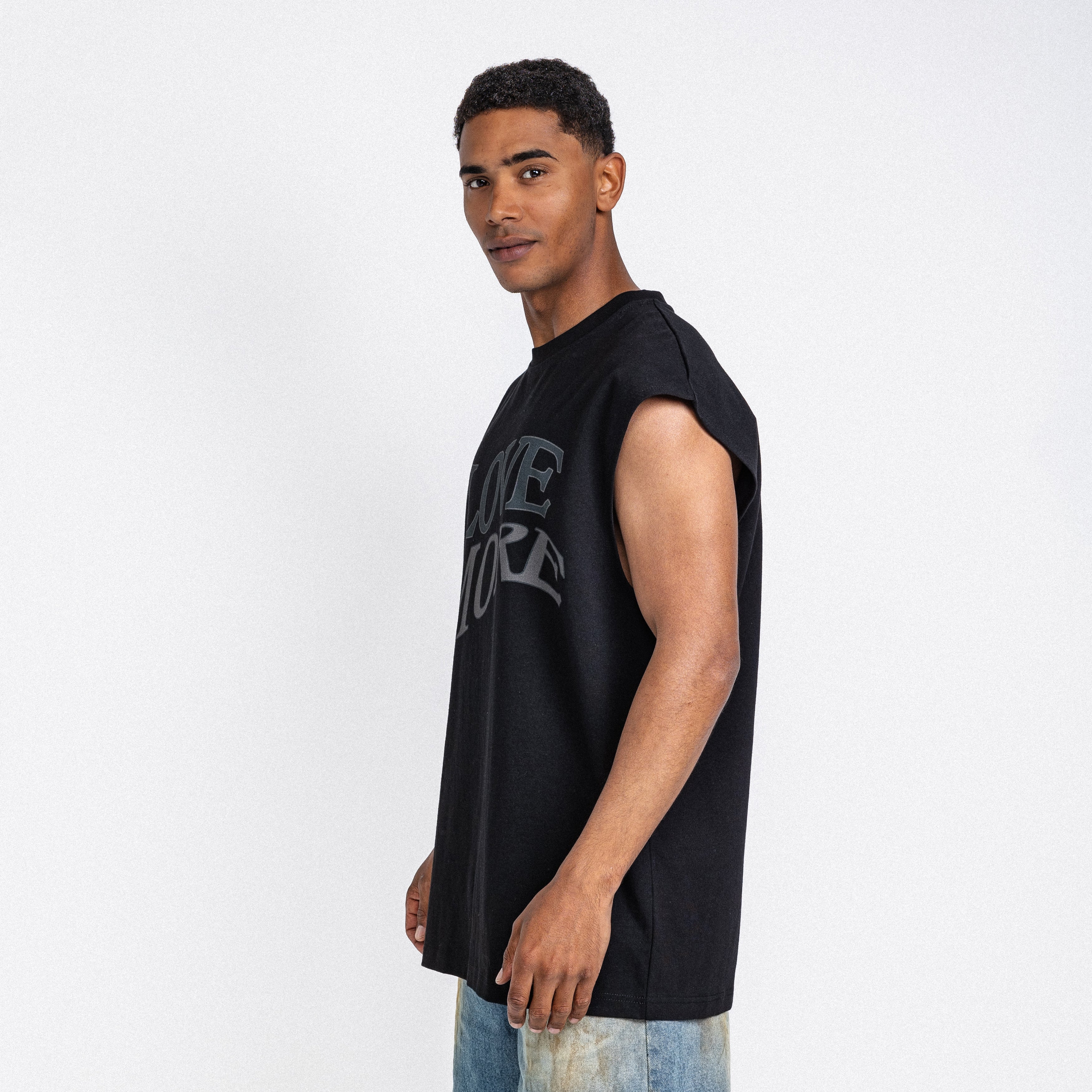 Love More Sleeveless Tee Black
