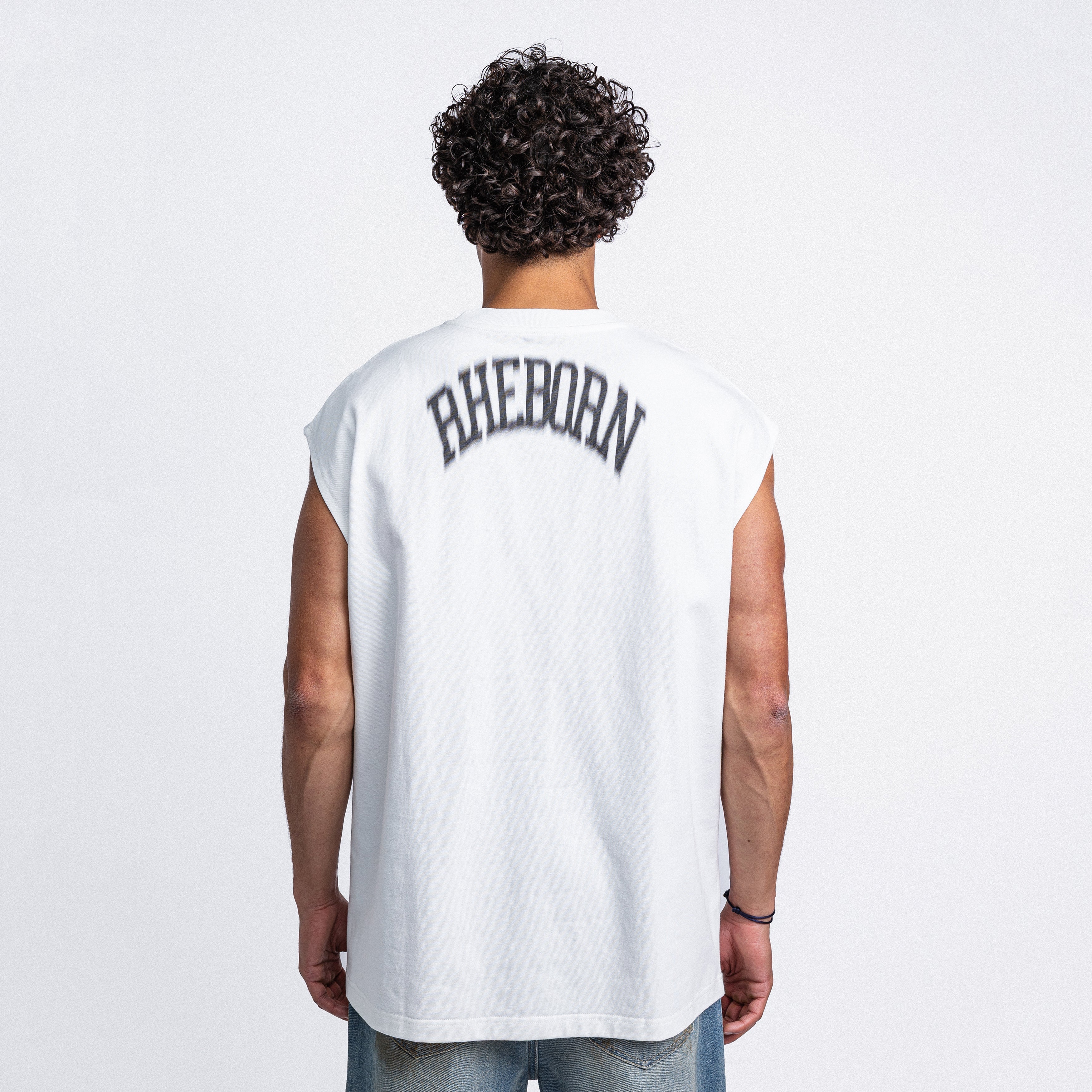 Blurry Forever Or Never Sleeveless Tee White