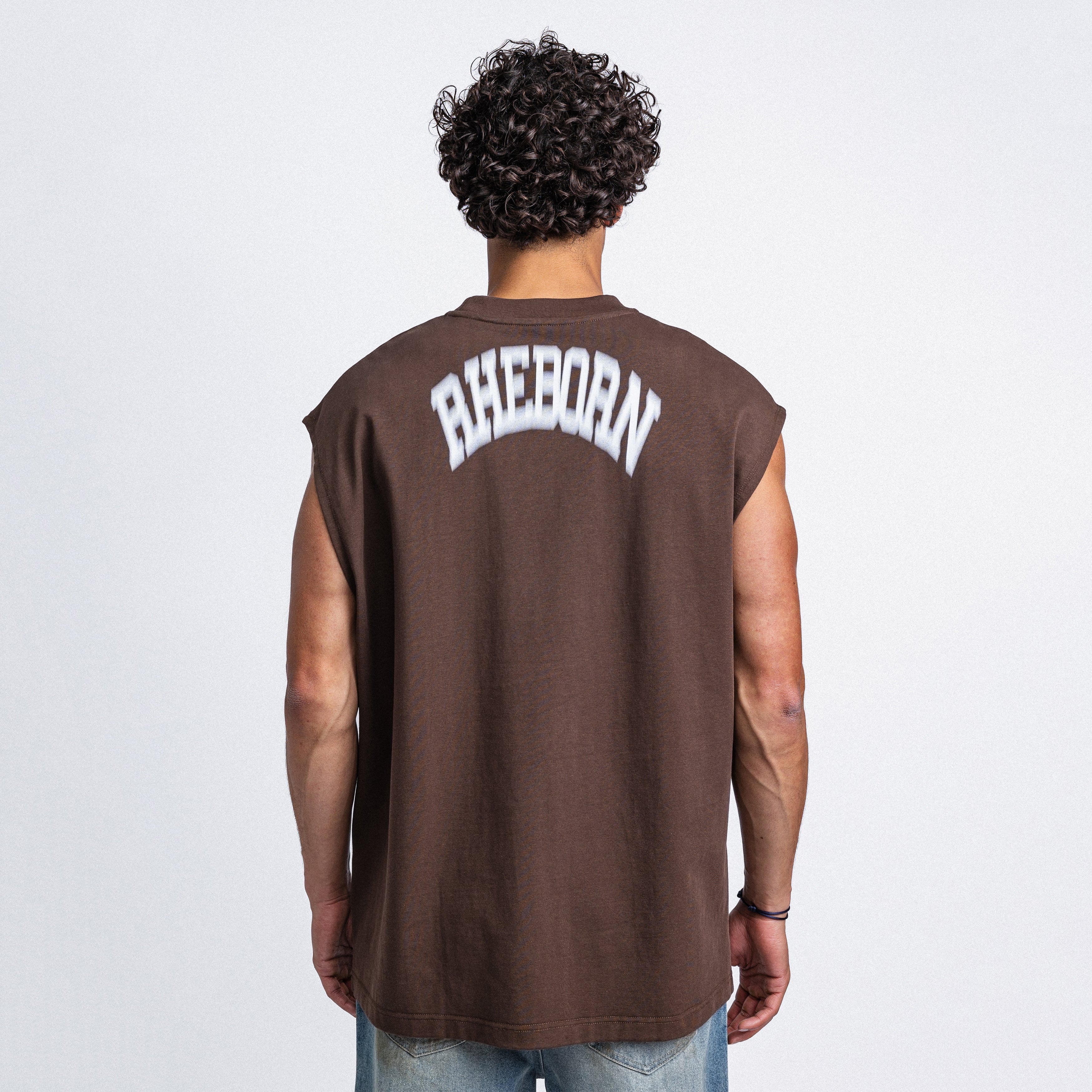 Blurry Forever Or Never Sleeveless Tee Dark Brown